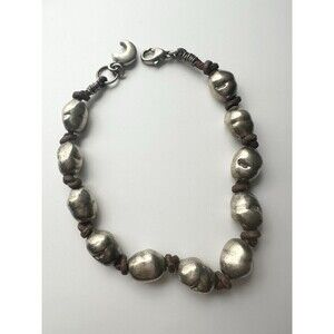 Signed VP Bead Nugget Sterling Silver 925 Bracelet Super Heavy 7.5”